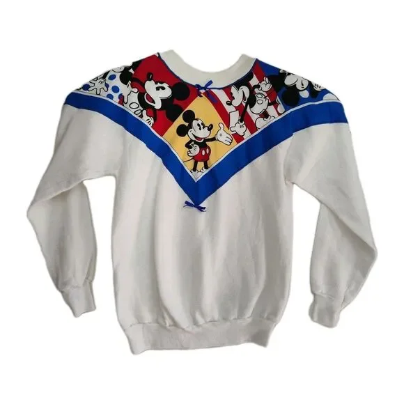 VTG Pannill Disney Mickey Mouse Pullover Sweatshirt Women XL White Graphic Print - Picture 1 of 8